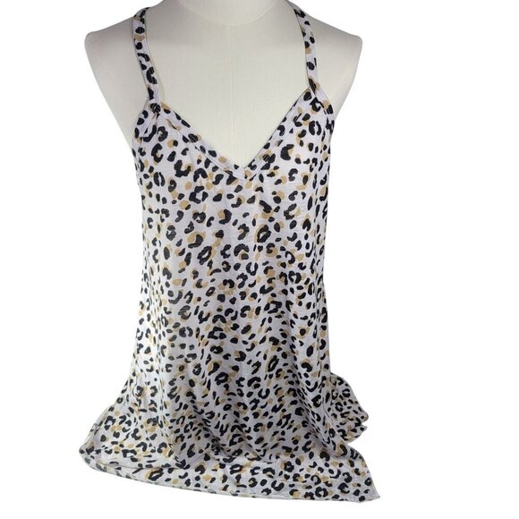 Miken Tops - Miken Swim Women White Leopard Print V-neck Racerback Tank Top Size M